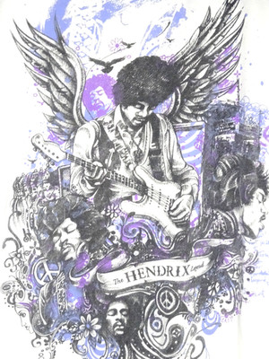 Jimi Hendrix Legend Hybrid Classic Rock Hippie Band T-Shirt Mens XL Y2K Tee