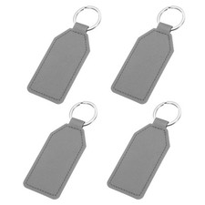 4pcs PU Leather Key Fob Car Keychain Key Holder, Gray