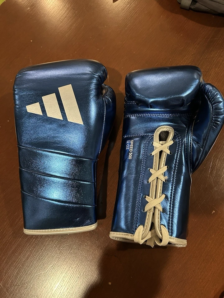 阿迪达斯 adiSpeed 500 蕾丝拳击手套金属蓝色 - 12 盎司 — 第 3/4 张图片