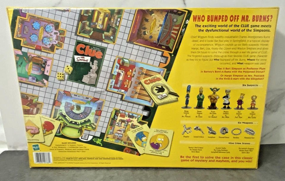 THE SIMPSONS Clue Board Game 2nd Edition 2002 Parker Brother -NEW SEALED - Image 2 of 4