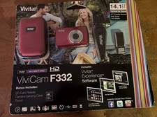 Vivitar F332 14.1 MP ViviCam Digital Camera Red NEW w/case tripod SD Card Reader