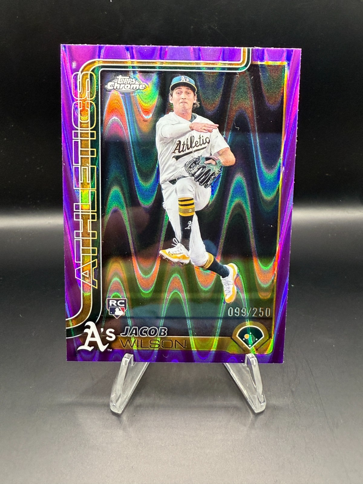 2025 Topps Chrome - Jacob Wilson #96 Purple RayWave Refractor /250 (RC)