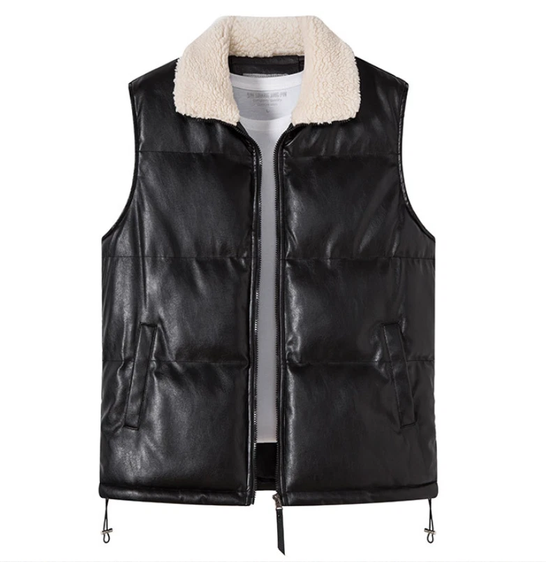 OFF WHITE Giubbotto pelle uomo autunno inverno sciolto aperto campo di neve gilet smanicato