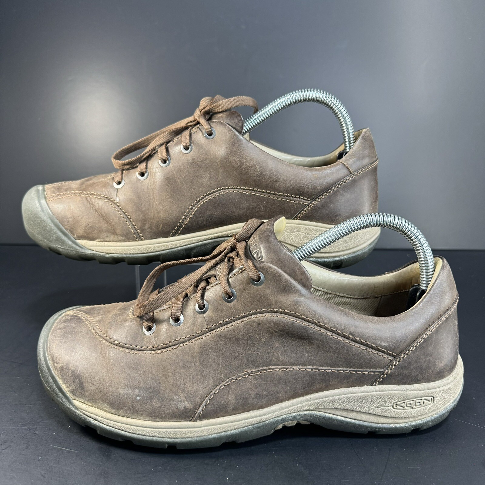 Scarpe da trekking Keen Presidio II Turbulence in pelle marrone da donna taglia 9 5