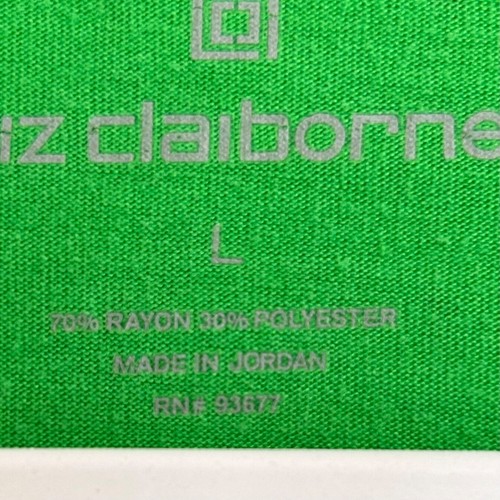 Liz Claiborne Womens Top L Sleeveless Shirt Green Dot Casual - Picture 4 of 7