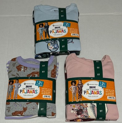 NWT Member's Mark 4-piece Girls Favorite Pajamas, Assorted Colors & Sizes