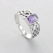 Natural Square Purple AMETHYST Celtic Ring Multiple Sizes 925 STERLING SILVER 4e