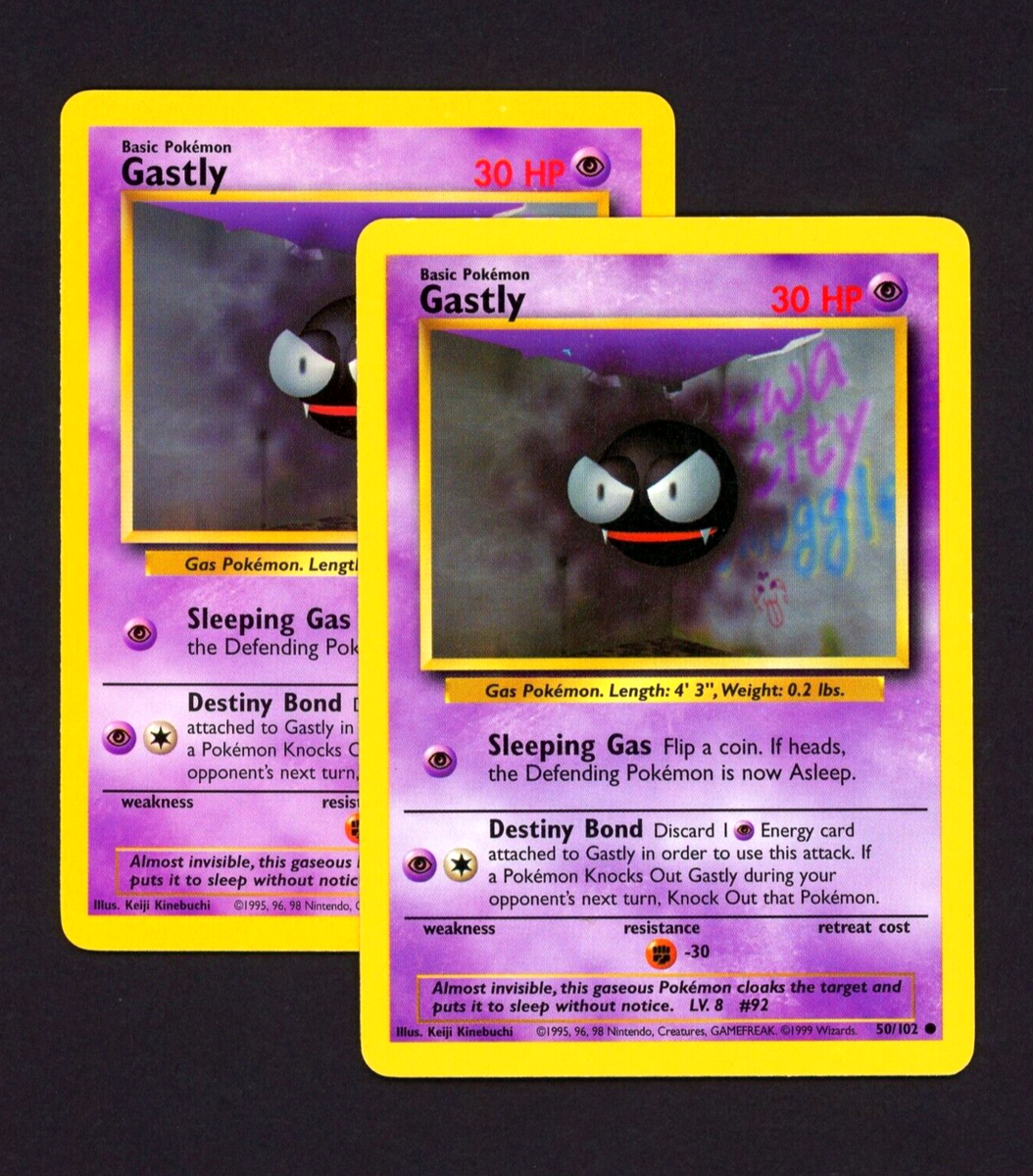1999 Pokemon GASTLY Base Set INK ERROR Non Holo MISPRINT Cards 50/102 Lot  EX NM
