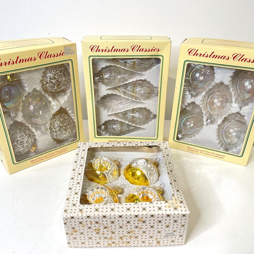 Vintage Christmas Ornaments Commodore Romania Poland Clear Glass