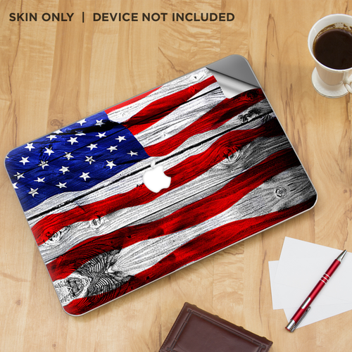 Skin Hülle für MacBook Pro 15 Zoll Retina Amerikanische Flagge auf Holz - Bild 4 von 6