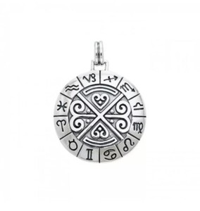 ZODIAC SYMBOL WHEEL .925 STERLING SILVER PENDANT BY PETER STONE JEWELRY 