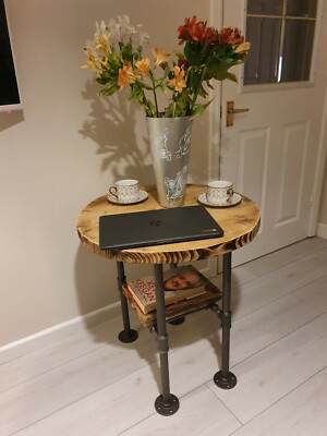 Industrial Retro Skurril Rustikal Temperguss Stahlrohr Rund Couchtisch 