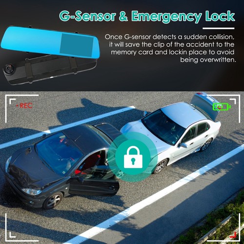 4.3"-10" 1080P Mirror Dash Cam Dual Lens Front Rear View Video Recorder Camera - Picture 19 of 26