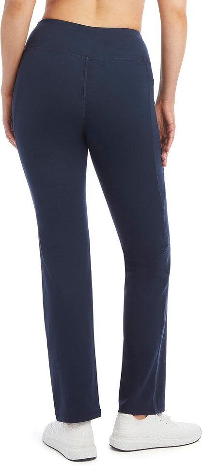 Jockey Ladies' Cropped Slit Flare Yoga Pants, Dark Navy Large