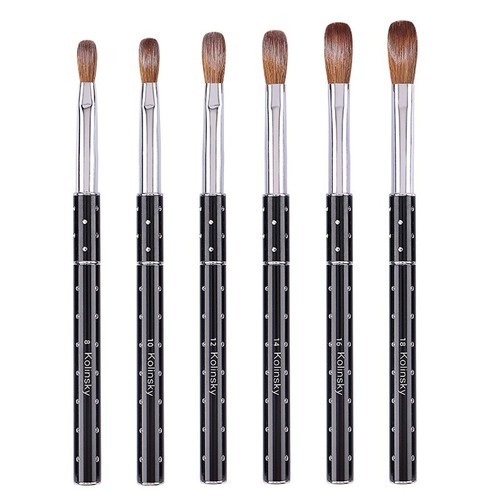 Kolinsky Acrylic Nail Brush 100 Size 818 Metal Handle Crimped Art