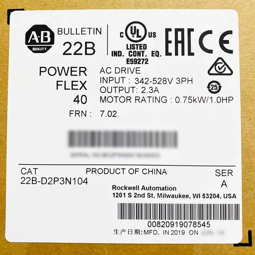 22B-D2P3N104 22BD2P3N104 Allen Bradley PowerFlex 40 AC Drive SURPLUS IN BOX 2023 - Picture 1 of 5