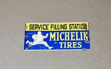 VINTAGE 12” MICHELIN MAN TIRES PORCELAIN SIGN CAR GAS AUTO OIL