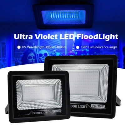 50/100W UV LED Schwarzlicht Strahler Fluter Wasserdicht Scheinwerfer Party Licht - Bild 1 von 4