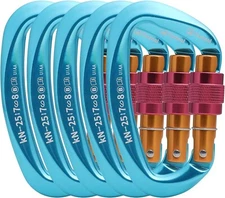 CAMNAL Heavy Duty Carabiner UIAA Certified Locking Carabiner 25kN Pack of 5 Blue