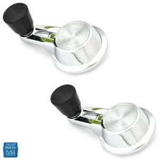 1961-1964 Impala Bel Air Chrome Vent Window Handle Double Arm Black Knob Pair