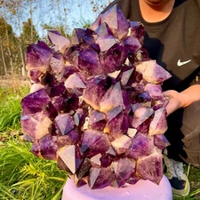 81.8LB TOP !Natural Amethyst Cluster Quartz Crystal Point vug mineral Specimen