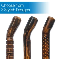 RMS Natural Wood Hiking/Walking Stick and Trekking Pole with Wrist Strap