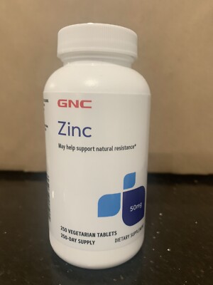GNC Zinc 50MG 250 Vegetarian Tablets Free Shipping