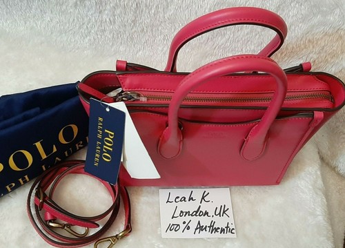 100% Genuino POLO RALPH LAUREN Sloane Mini Bolso en Peonía/Rosa Caliente - Imagen 4 de 8