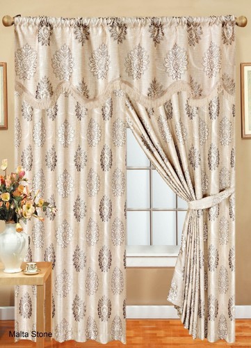 Par de Cortinas Lápiz Plisado MALTA Totalmente Forrado Brillante Jacquard Listo Hecho - Imagen 23 de 42