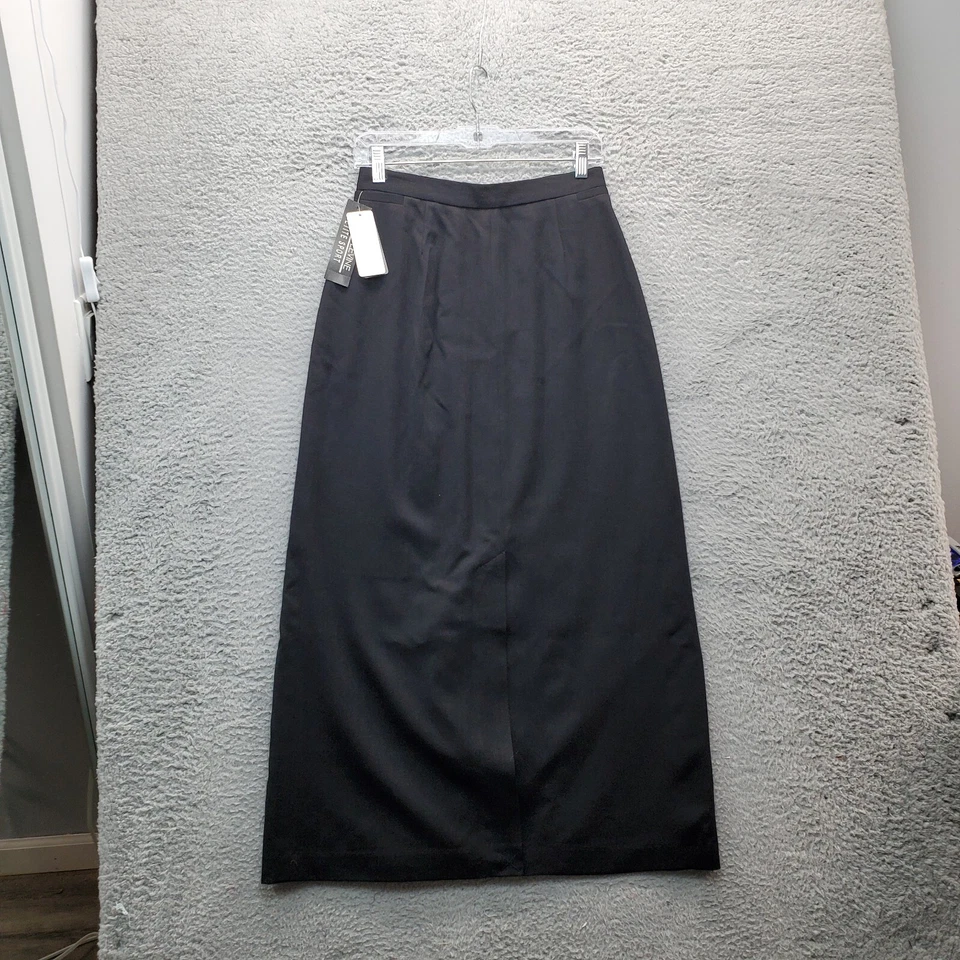 Falda Larry Levine Línea A Mujer Pequeña 8 Negra Completamente Forrada Lana Ventilación Bolsillo para Monedas Foto 2 de 4