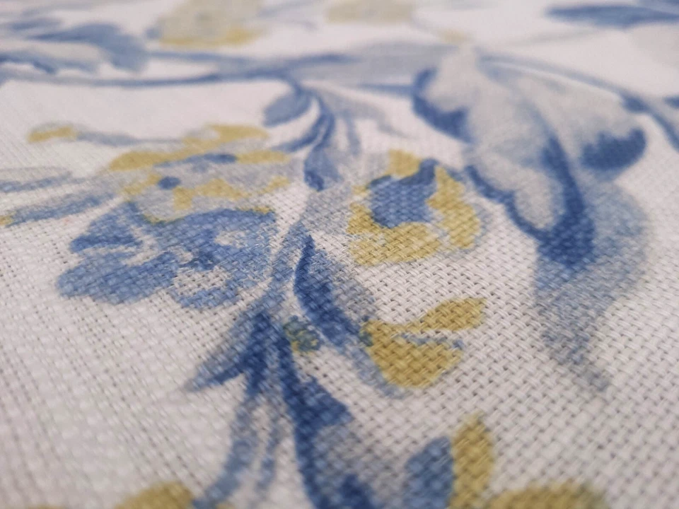 Waverly COSMIA DRESDEN Blue White Floral Designer Print Drapery Uph Fabric - Image 3 of 4
