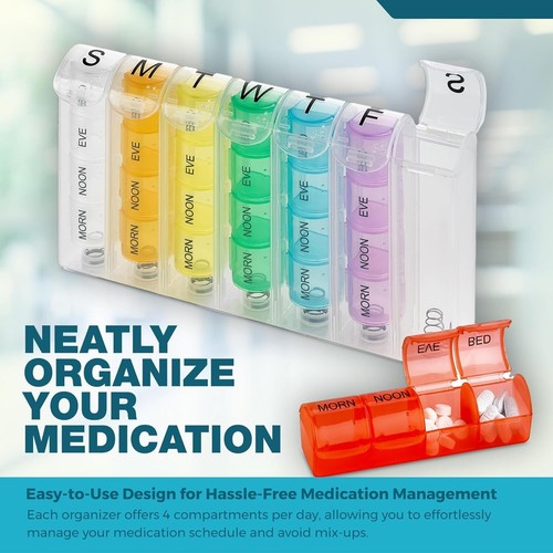 New Daily Pill Box Weekly Organizer Case Medicine Storage Travel Holder 7 Day - Picture 2 of 8