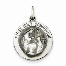 Sterling Silver Polished And Matte Finish Holy Communion Pendant