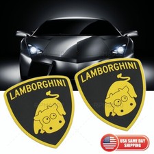 2x 3d Cute Cow Cartoon Funny Lamborghini Car Logo Badge Emblem Aluminum Sport 2x 3d Cute Cow Cartoon Funny Lamborghini Car Logo Badge Emblem Aluminum Sport