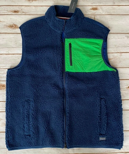 TOMMY HILFIGER NATHAN SHERPA VEST BLUE GREEN MENS 2XL NEW WITH TAGS $129 - product listing photo