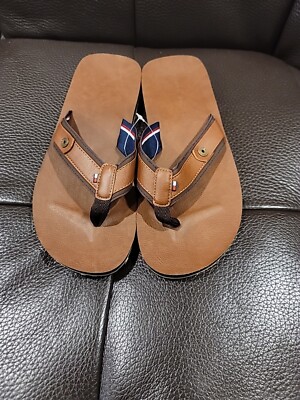 New Tommy Hilfiger Brown Sandals Flip Flops Men display picture 3
