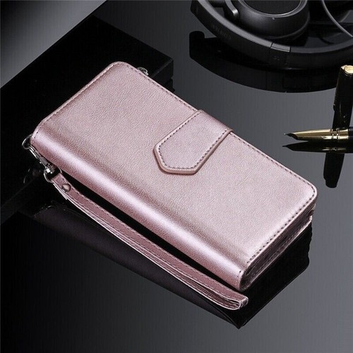 For iPhone 16e 15 14 13 12 11 Pro Max 8 Detachable Zip Leather Wallet Case Cover - Picture 15 of 91