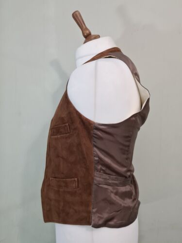 Polo Ralph Lauren Suede Leather Waistcoat Gilet Brown Size uk 36 Made in Italy - Picture 3 of 9