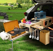 Overland Camp Kitchen Slide Out Drawer, SUV Trunk Cargo truck Wooden driver side
