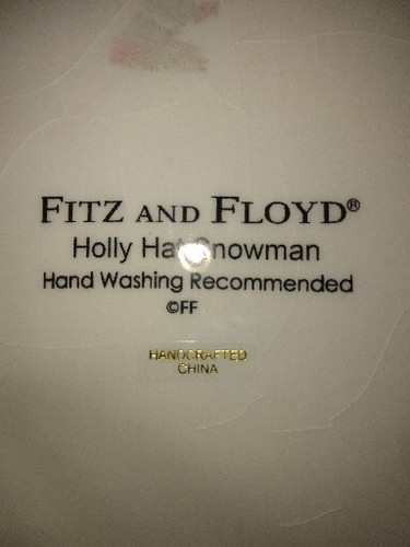 Set Of 2 Fitz & Floyd Holly Hat Snowman Sing Snack Trays - Picture 4 of 15