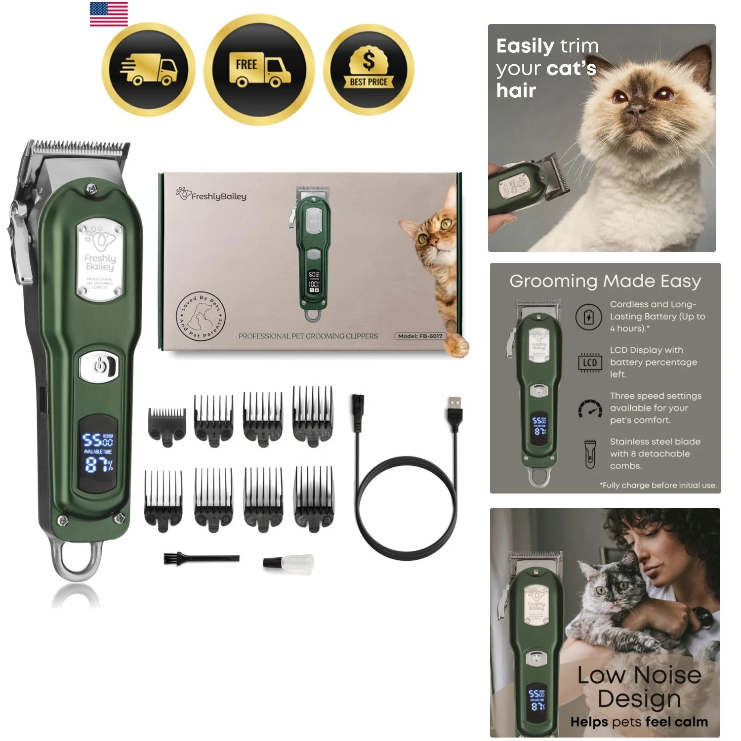 Cat Clippers for Matted Hair Grooming Trimmer Long Hair Cats Quiet Battery
Opens in a new window or