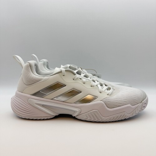 Adidas Mujer Barricade Zapatos Talla 8.5 Mediano Blanco Plateado Gris Metálico Nuevo en Caja - Imagen 2 de 13