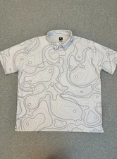 GH Greater Half Polo Shirt Men's 2XL White Line AOP Performance Casual Graphic