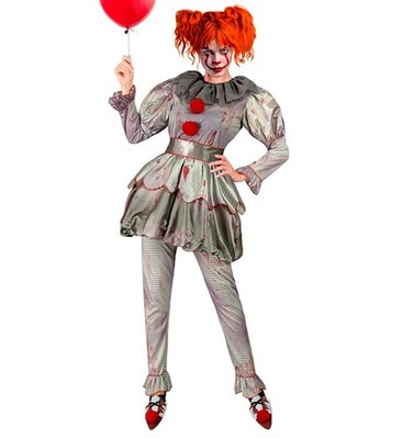 Widmann Killer Clown (Dress, Leggings, Belt, Shoe Covers) (M) Grey