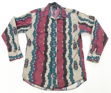 Rare Vintage WRANGLER Western Aztec Southwestern Pattern Pearl Snap Shirt 90s L