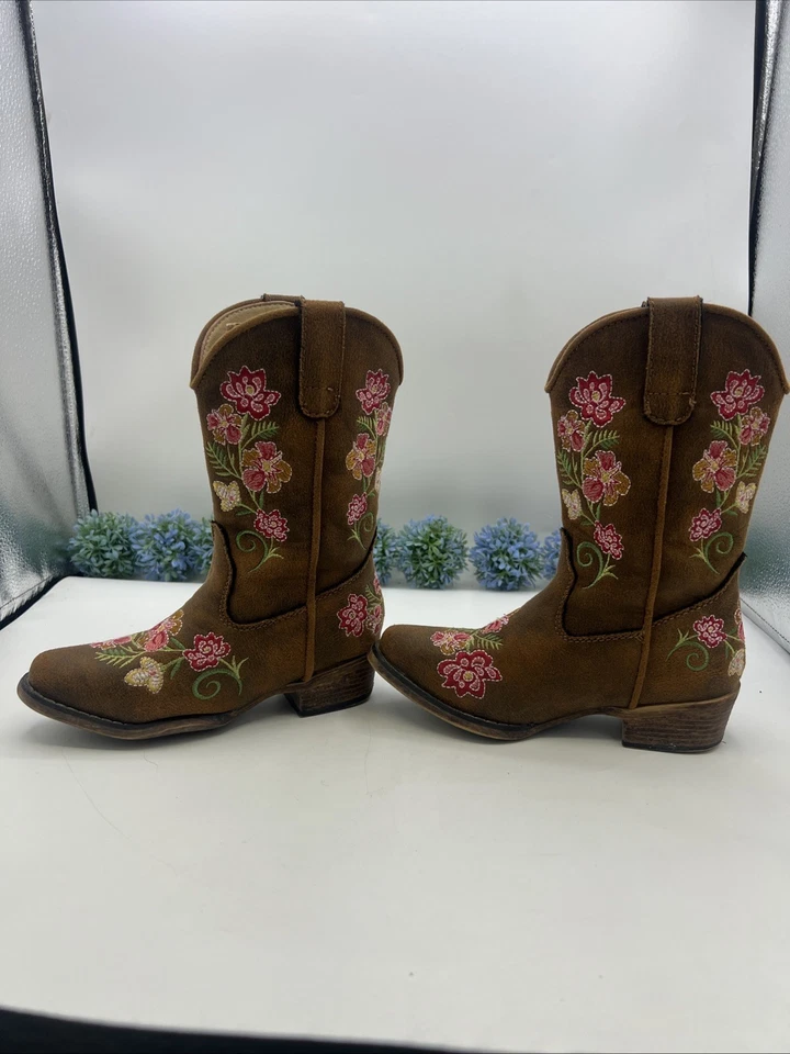 Roper Kids 10 码靴子花卉粉色/绿色/橙色 — 第 4/4 张图片