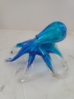 Hand-Blown Murano Style Art Glass Octopus Figurine Cobalt Clear Teal Ocean Sea — photo 2
