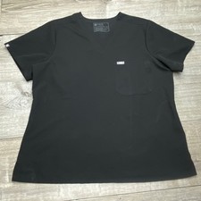 FIGS Scrub Top Technical Collection Women XL Black Polyester Rayon Spandex