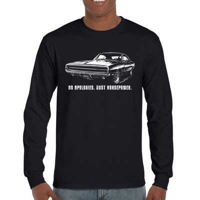 No Apologies Just Horsepower Long Sleeve T-shirt Vintage '70 Muscle Car Classic