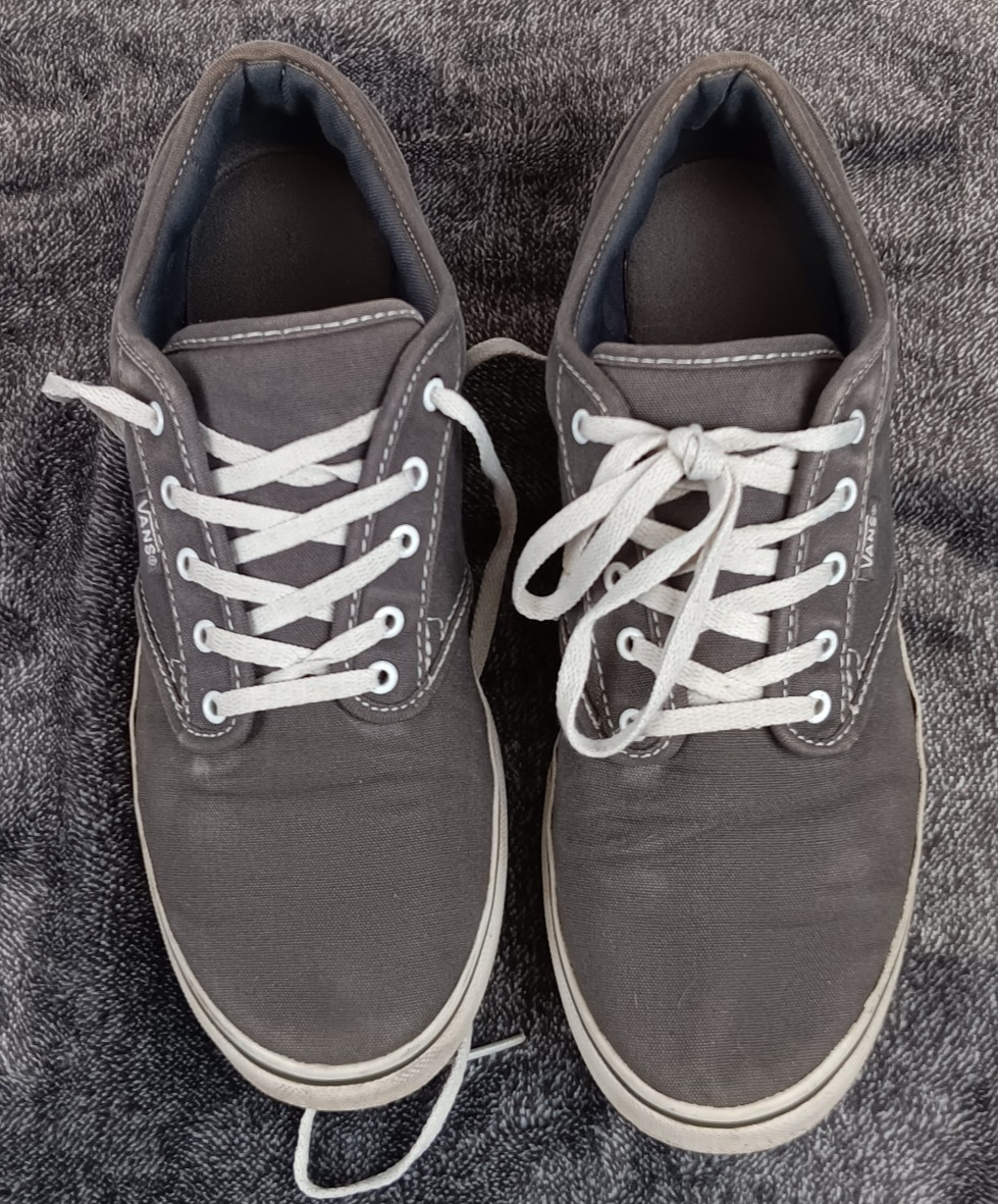 Vans Skate Shoes Old Skool Sneakers Gray Canvas Low Top Lace Women's 9.5 thumbnail 2